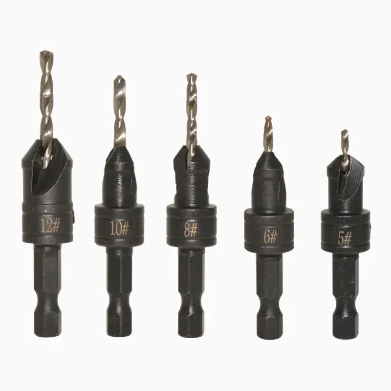 Woodworking Countersink Drill Bit Set, Hole Cutter Chamfering and High-Speed Steel Quick Countersinking Drill Bit
