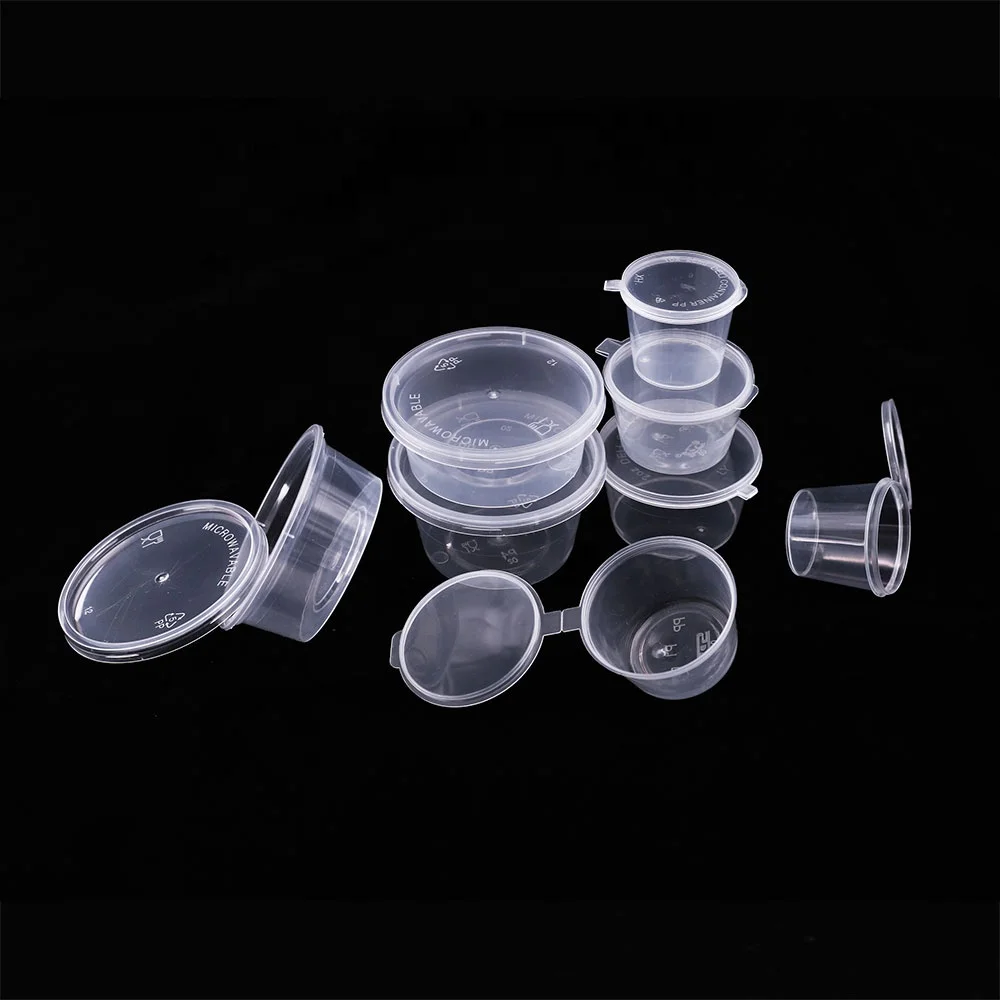 PP plastic disposable sauce containers transparent sauce cups with lids for dipping food