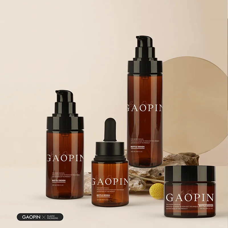 gaopin wholesale 30g50/80/100/120ml emulsion bottle pet container bottle with black plastic pump head