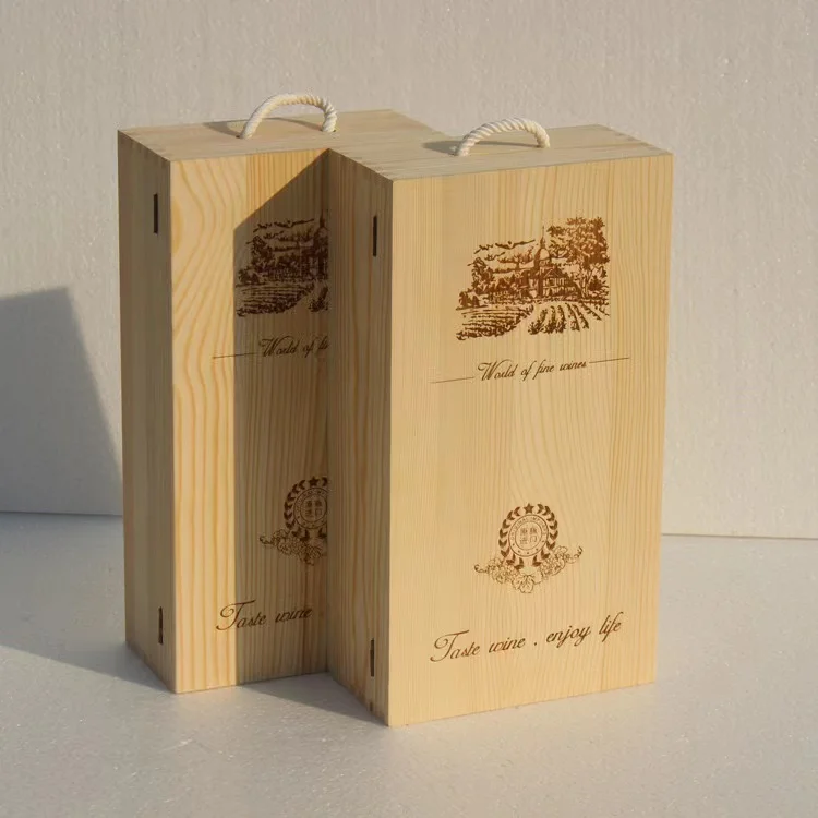 Custom hot sales 2 bottles of pine wine gift shipping packaging gift storage box