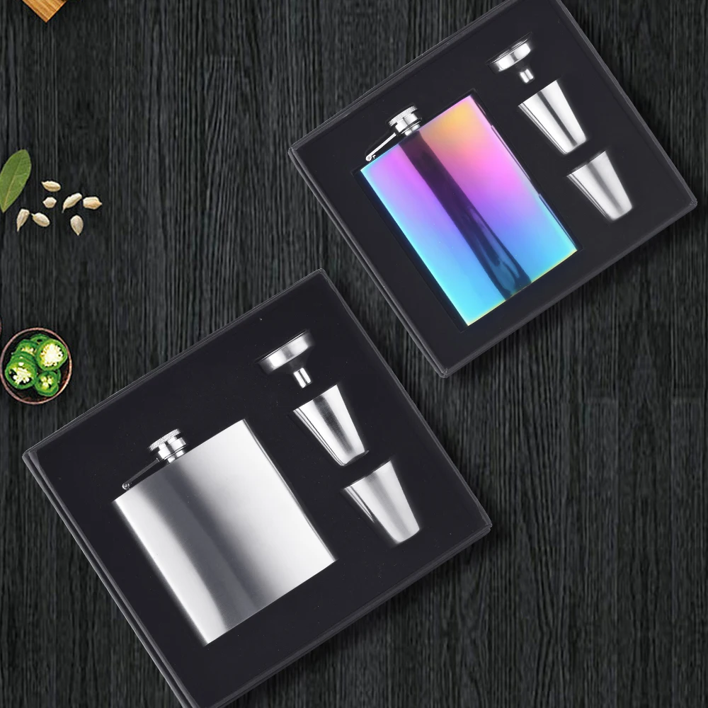 OUYADA Factory Direct Hip Flask with Lid Stainless Steel Personalized Wine Whisky Pocket Bottle Flagon Set