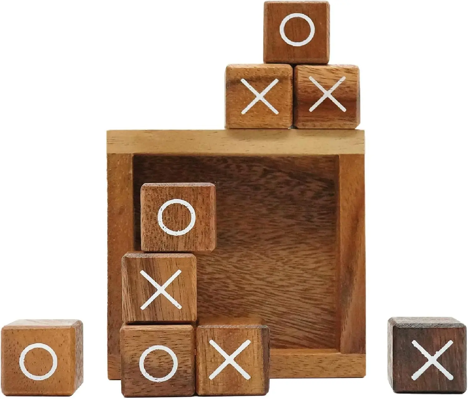 Kids educational toys tictactoe wooden xo chess 3d puzzle board tic tac toe game focus logical thinking training board game
