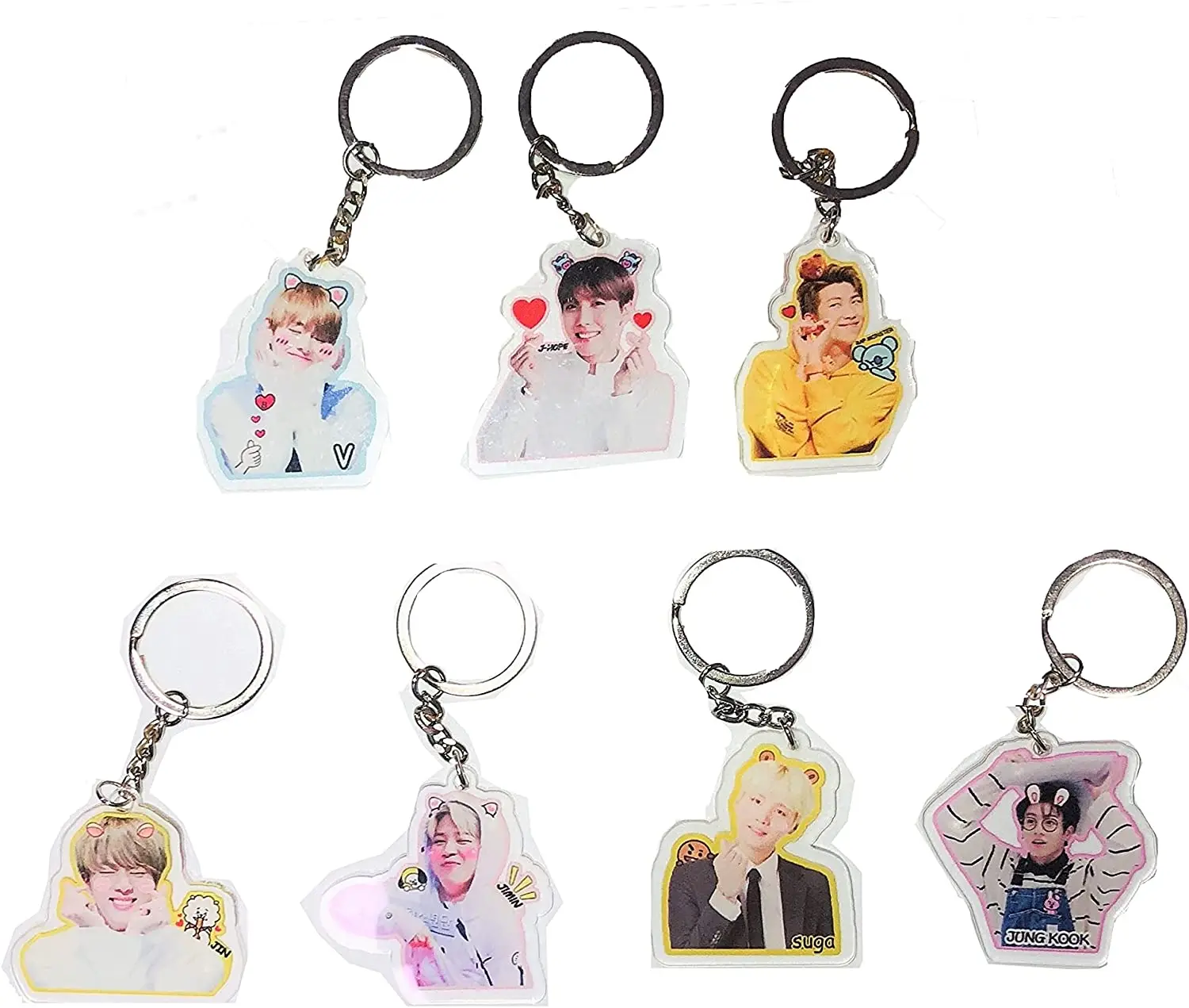 Custom Logo Cute Blank Transparent Gift Double Sided Visible Idol Printing Plastic Cartoon Acrylic BTS Keychain