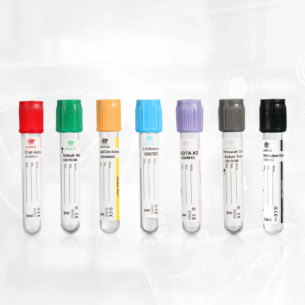 Medical Supplies Vacutainer Glass Blood Collection Tube Disposable Rubber Stopper Vacuum Blood Collection Tube