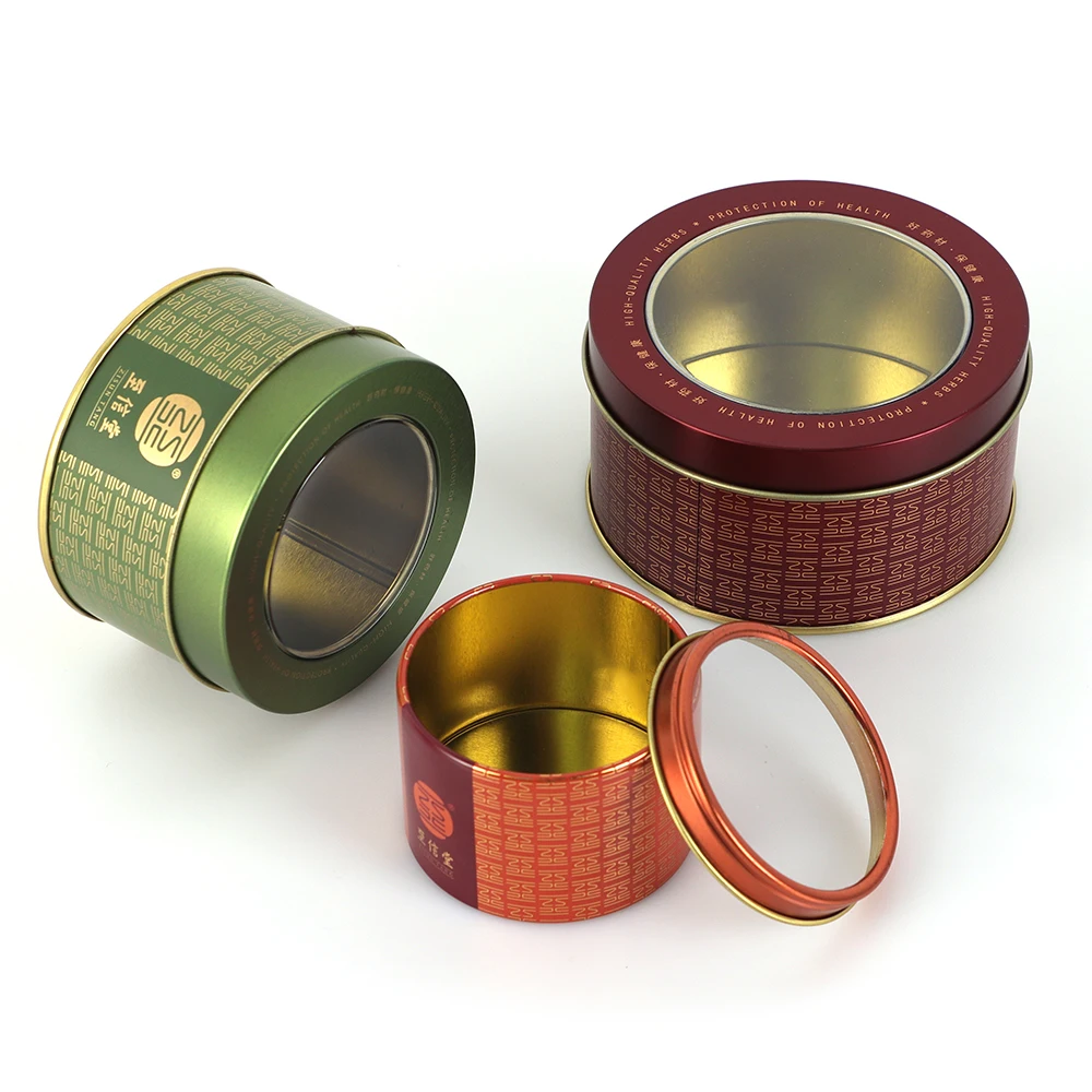 Wholesale free sample Saffron Tea Tin Box For Saffron Package with clear window tin can