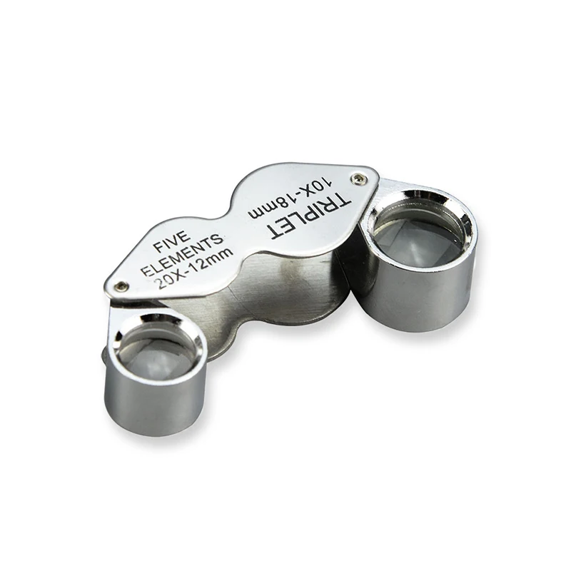 Jewelry Loupe Geological Magnifier Miniature Folding Magnifier Double Lens 10x 20x Magnifying Glass Used Pocket Loupe 53*21*18mm