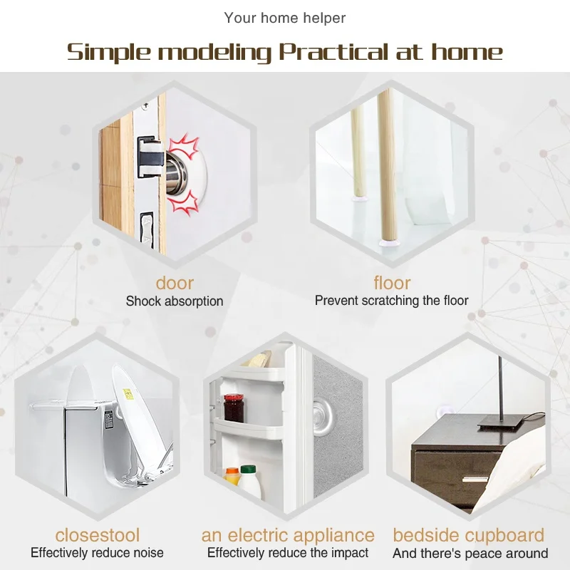 Self Adhesive Wall Door Handle Bumper Guard Square Round Transparent Soft Door Knob Wall Shield