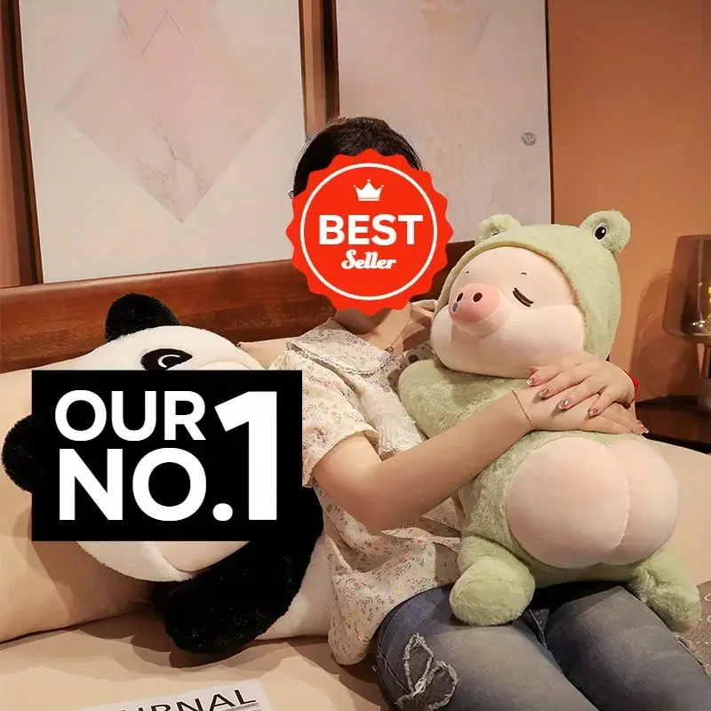 Kawaii Unisex Plush Pig Doll Cute Soft Stuffed Animal Bear with PP Cotton Filling Gift for Fun Transform into Panda Frog Kids