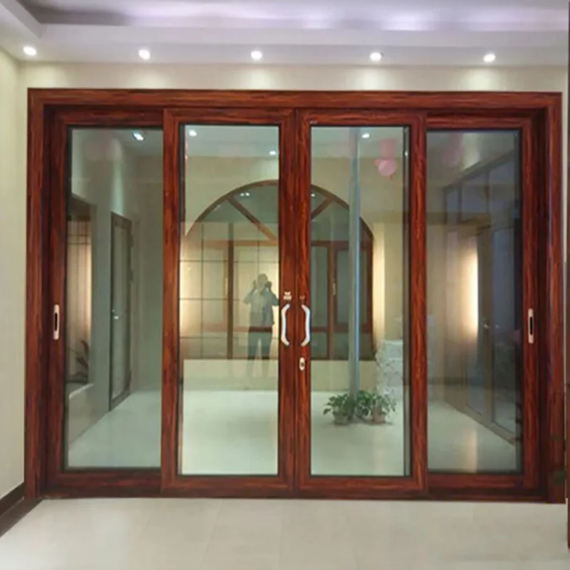 Aluminum Frame Noiseless Interior Patio Exterior Glass Aluminum Sliding Door