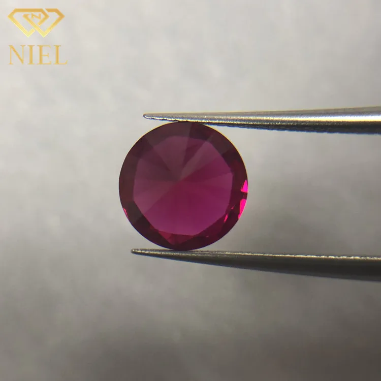 Hot sale red corundum 5# round brilliant cut stones synthetic niel gems saphire buy ruby gemstone