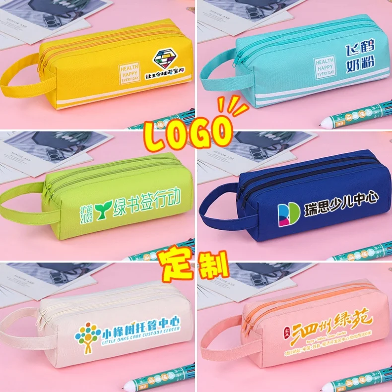 Large-capacity pencil case with handle creative and multifunctional double-layer pencil case pupil pencil case