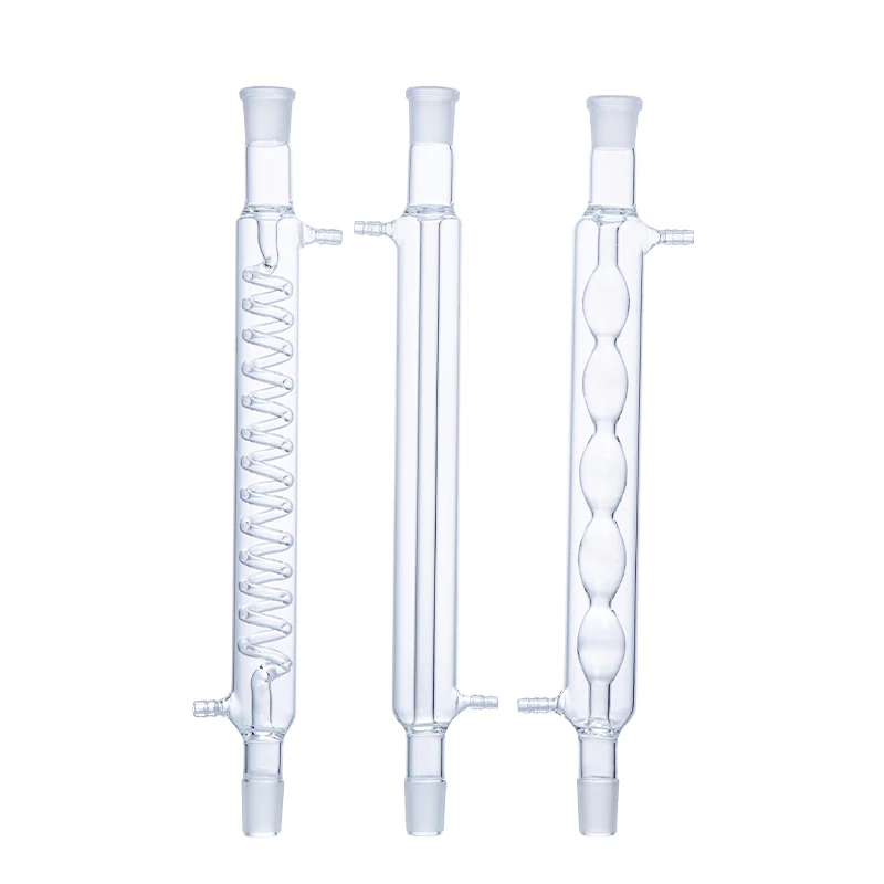 Laboratory Chemistry Coiled Inner Tube glass graham Condenser Pipe with Standard Ground joint