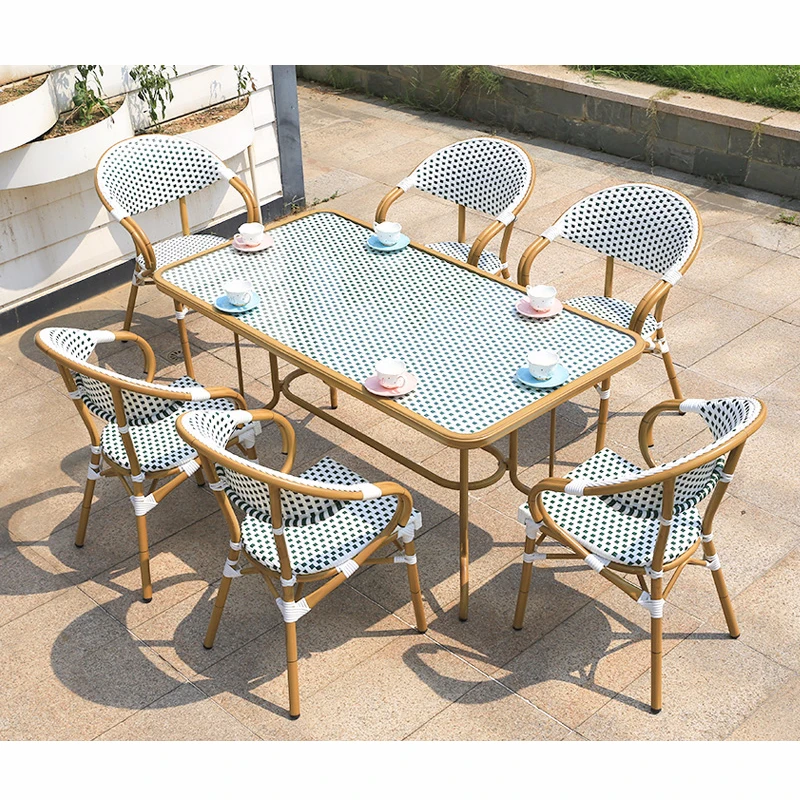 Coffee shop french outdoor bistro rattan tables and chairs bar restaurant furniture sets