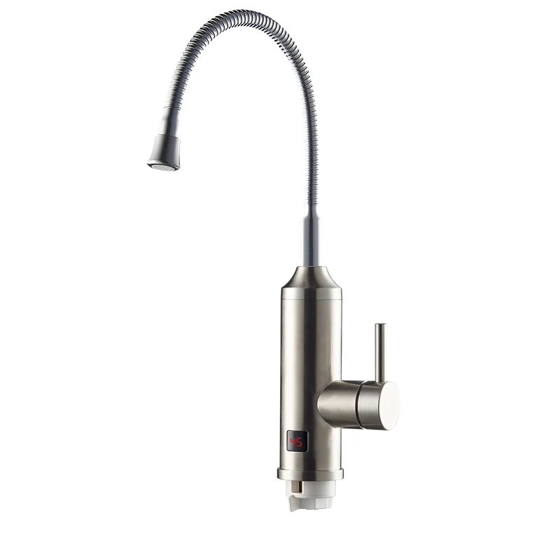 Home 220V 3000W Instant Electric Faucet Tap Hot Water Heater Stainless Steel Under Inflow LED Display Bathroom Kitchen