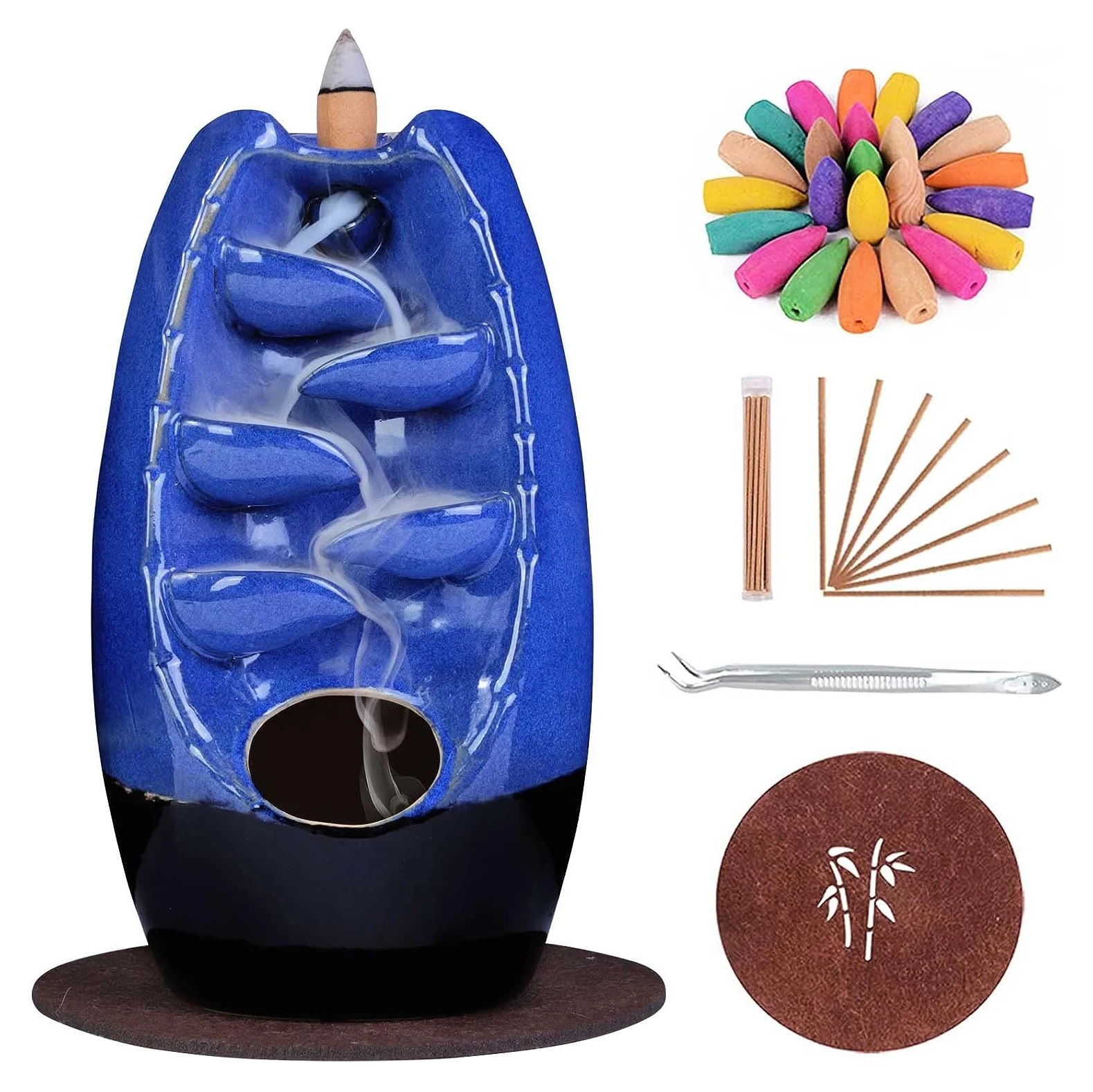 Custom Backflow Fragrance Fir and Pine Incense Cones Burner with Sandalwood Scented Potpourris Incense Burner
