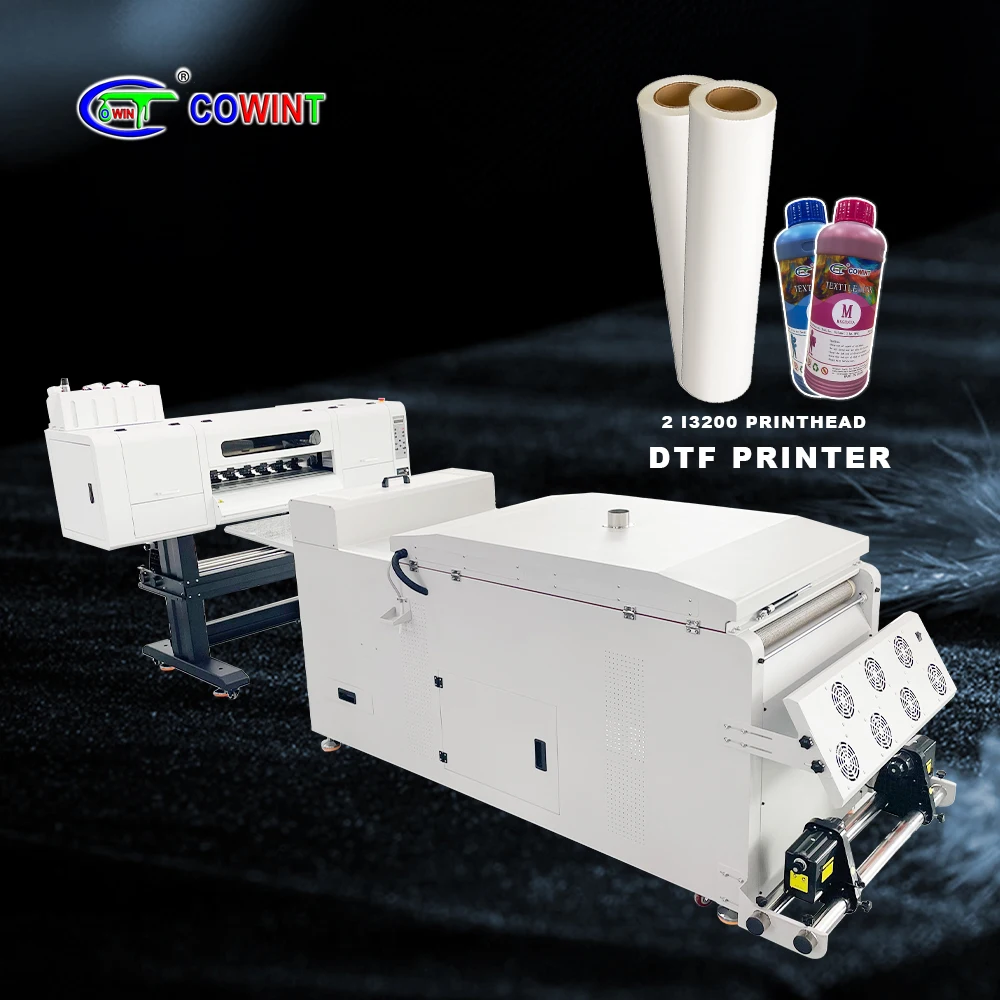 Cowint automatic all in one t shirts digital dual i3200 head 60cm dtf printer transfer pet film shaker printing machine