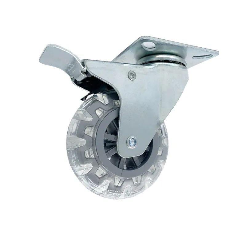 Wholesale 3 inch fully transparent caster PVC wheel Office Chair Caster with brake