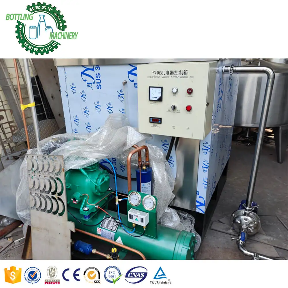 Drink chilling tank water-cooled Industrial 40~380HP water cooled screw chilling equipment for carbonated soft drink beer