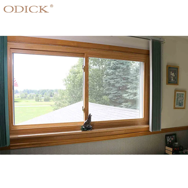 ODICK Double Glazed Aluminum Alloy Graphic Design Modern Sliding Window for Restaurant Heat Insulation Fire Rated One Hour Black