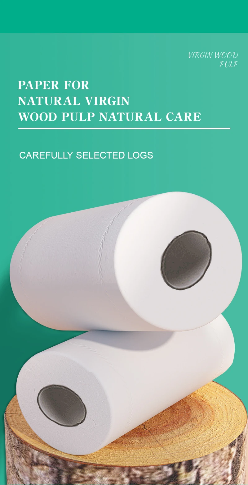 Custom Packaged Soft Toilet Paper 3ply Layers Bathroom Tissue with White Wood Logo Pulp Silk Material Customized Roll