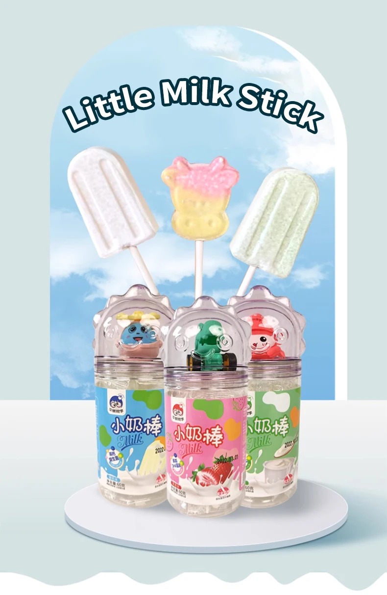 Cartoon Pattern Yogurt Sticks in Attractive Bottles Small Milk Sticks candy with Diverse Flavors