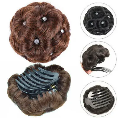 Women and Girls Curly Scrunchie Chignon with Rubber Band Synthetic Hair Ring Wrap on Messy Hair Bun Ponytails Western OEM Ombre