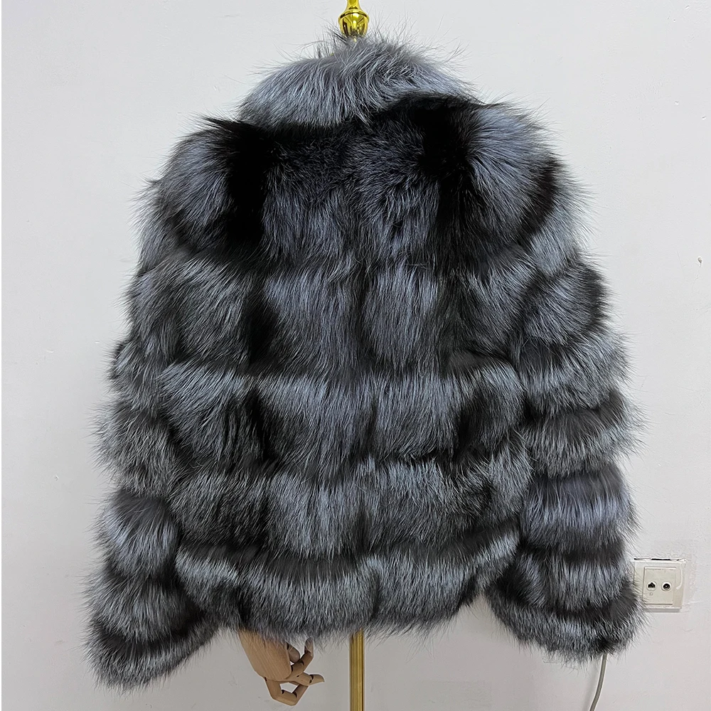 ladies winter real fox fur coat luxury silver fox fur jacket with best quality women genuine fox fur coats
