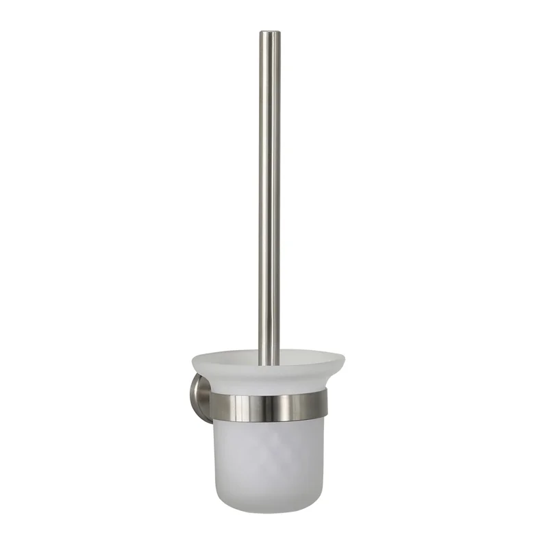 China Sanitary Ware Toilet Brush Set Stainless Steel Toilet Brush Handle Glass Holder