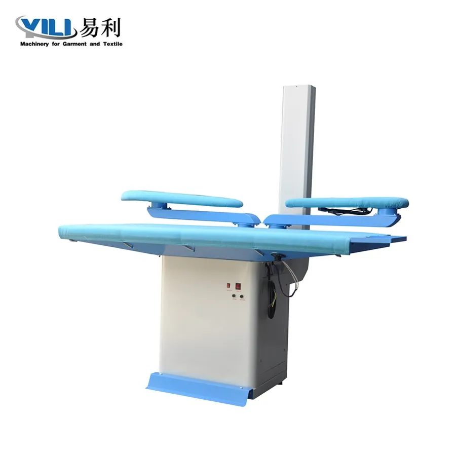 Industrial vacuum ironing table with swing arm