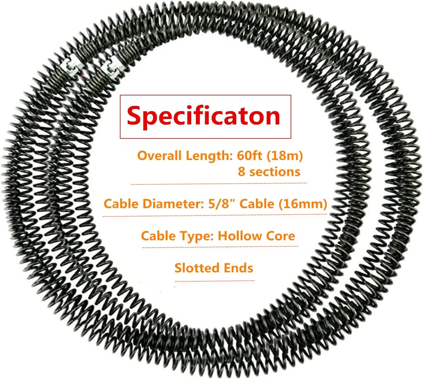 strong wire line Drilling operation 16mm 22mm 30mm sewer auger drain snake spring steel cleaning sewer cleaner cable