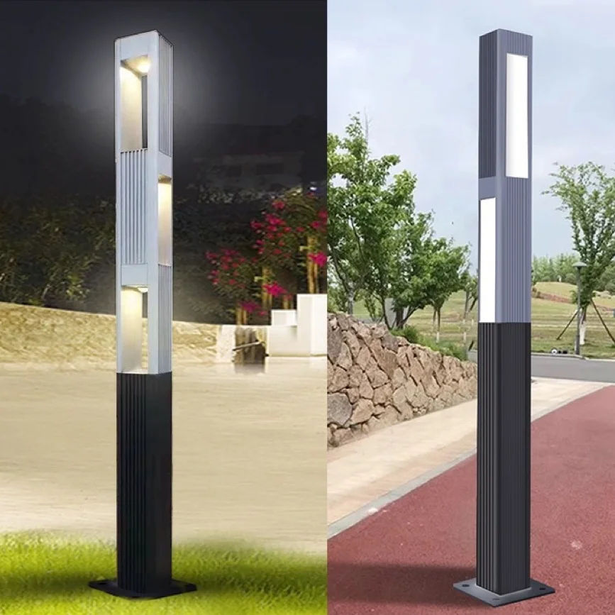 Modern aluminum outdoor waterproof street lamp column 3m/4m/5m high square LED column garden lamp