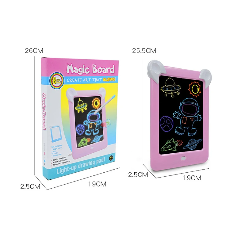 3D Fluorescence LED Drawing Board Toys For Children Aged 3+ Learning Toys Puzzle Early Education Drawing Board Toy