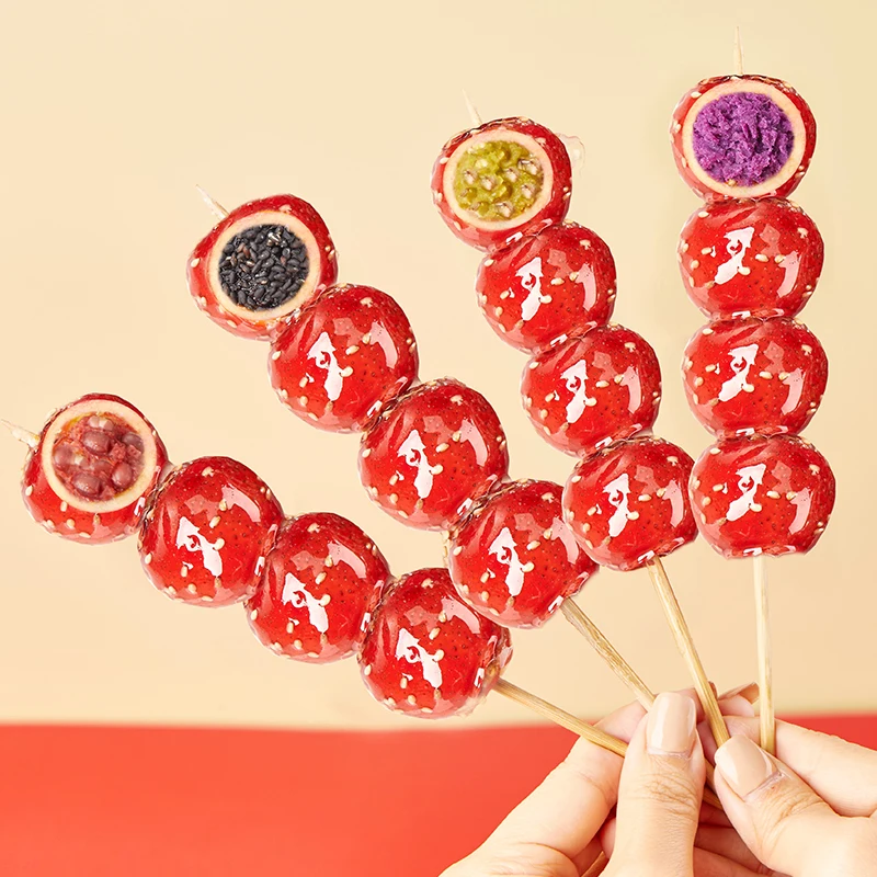 Wholesale Old Beijing Snack Ice Candy Gourd Original Purple Potato Green Bean Red Bean Black Sesame Sandwich Wrapped in Sugar