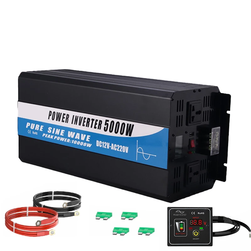 off grid 5000w 5kw 5kva 5000 watt 5 kw 5kv 5 kva 12v 24v 48v 60v dc to ac 110v 220v 230v solar pure sine wave power inverter