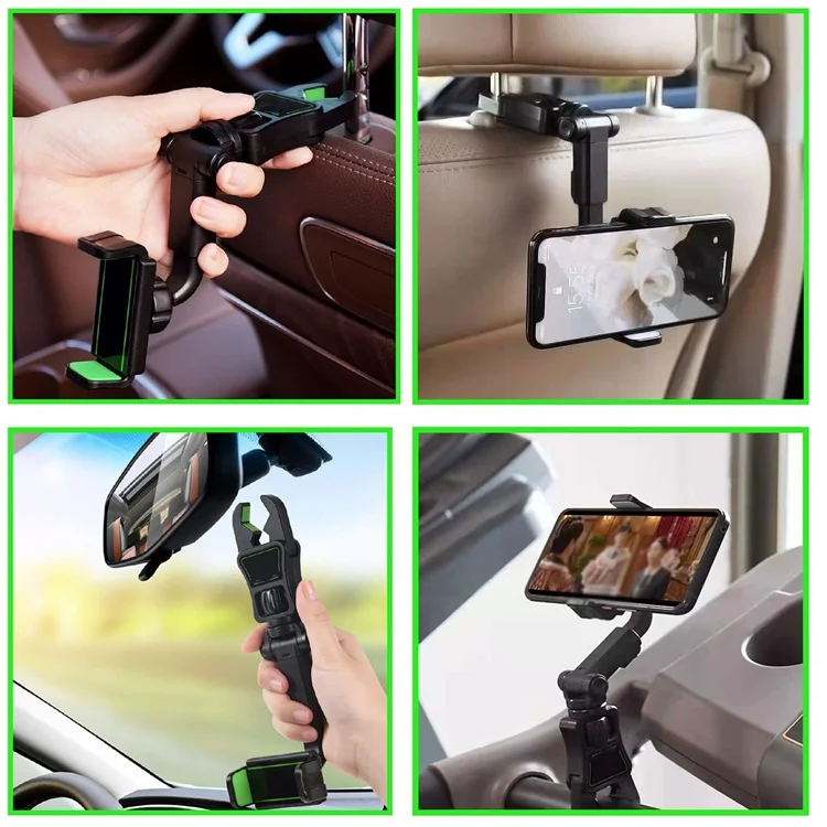 Custom Logo Design Retractable 360 Universal Car Rearview Mirror Phone Holder Mount Supplier