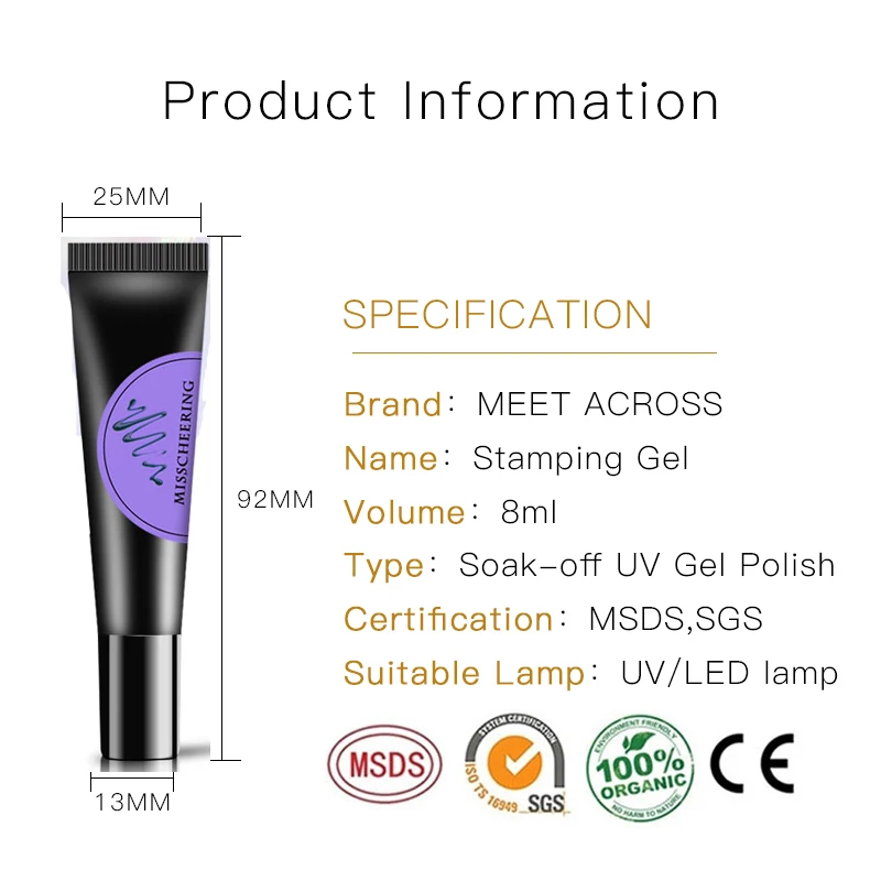 2022 Hot Sale Nail Polish Organic 12 Colors  8ML  Private Label  Oem Supplies Stamping Gel