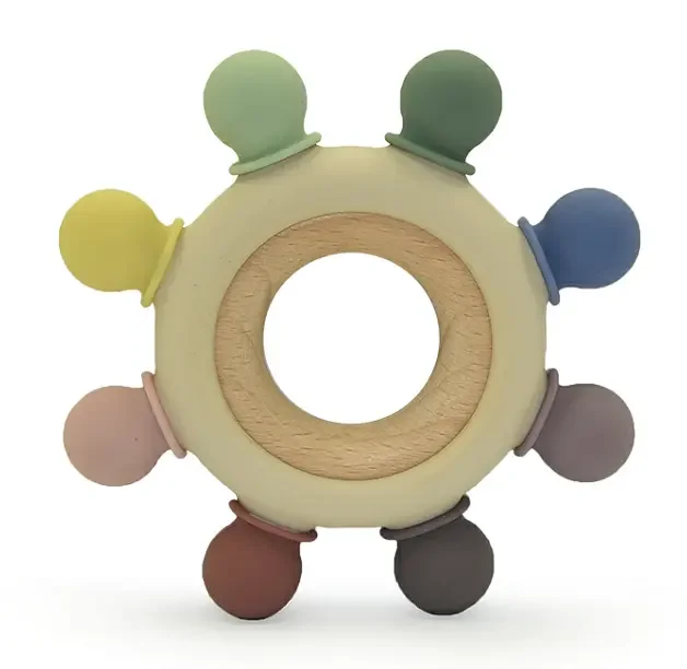 Hot Sales Silicone Wooden Teether Baby Soothing Baby Silicone Teether For Kids Baby Teething Toy