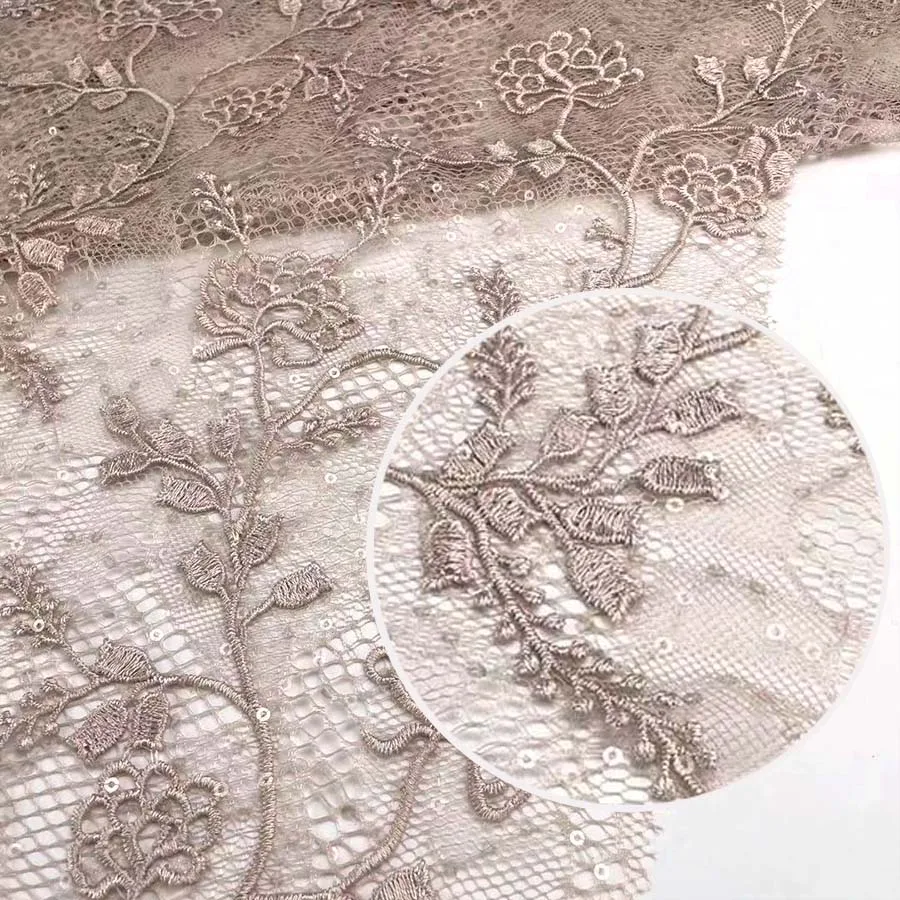 Lace Ground Fabric Water Soluble Textile Fabric Customized Dyed Flat Embroidery 3D Flower for Party Dress