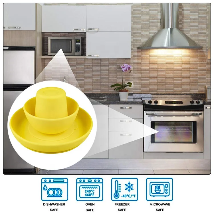 Ready to ship 3 Piece BPA free Food Grade Training Tableware High Suction Kids Toddlers Eating Silicone Baby Feeding Set