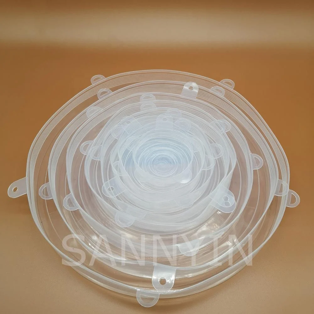 8-pack food grade environmentally friendly reusable silicone stretch cover food seal lid bowl with flexible food wrapper