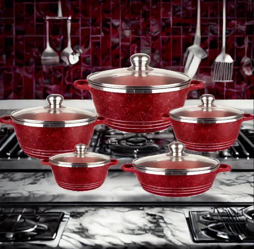 Cookware Set Cookware Kitchenware and Cookware with Glass Lid Professional Stainless Steel 10pcs Metal Minimalist Aluminum Alloy