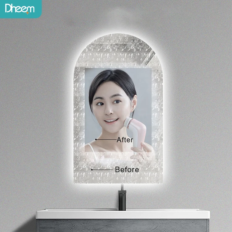 Modern Hotel Led Mirror Light Luxury Decorative Frameless Half Circle Led Backlit Bathroom Mirrors