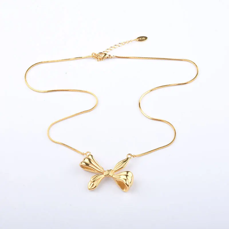 Creative Temperament Bow Choker Necklace Fashion Trendy Titanium Steel Necklace For Women