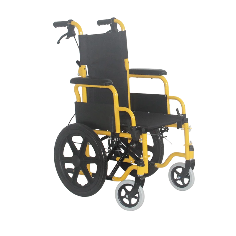 Detachable Mobility Aid for Children with Powder Coated Steel Frame Manual Wheelchair with 16 Inch Rear MAG Wheels with PU Tyre