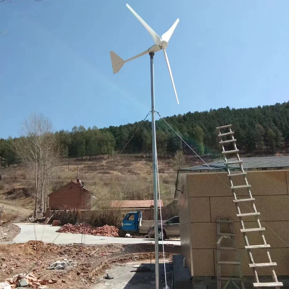 Wind Turbine Generator Complete Set Small Wind Generator Home Use Low Noise 1000W 2000W 3000W 24V 48V Aluminum Alloy HELIOS