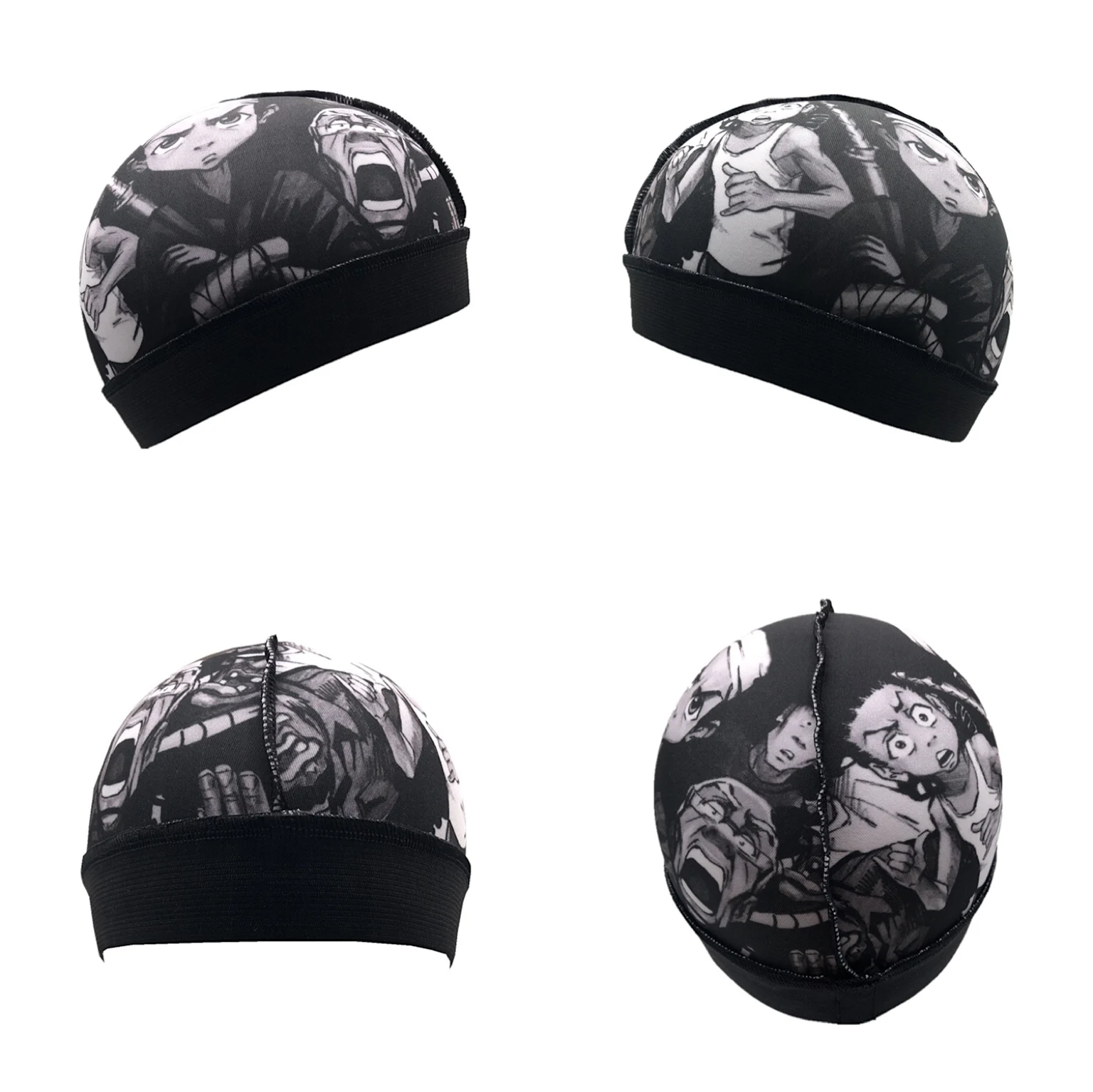 Custom logo spandex polyester headband headwrap head cap hair caution cap compression wave cap