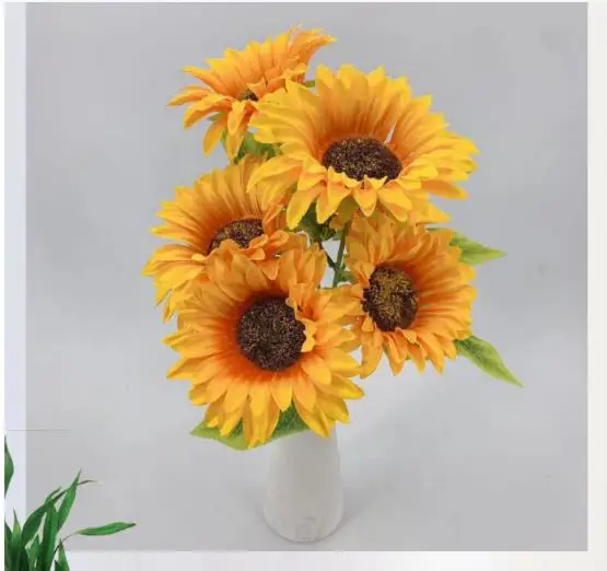 Wholesale multi-sizes Artificial sunflowers single Yellow Flower Bouquet small large Artificial Sunflower For Outdoors Decor