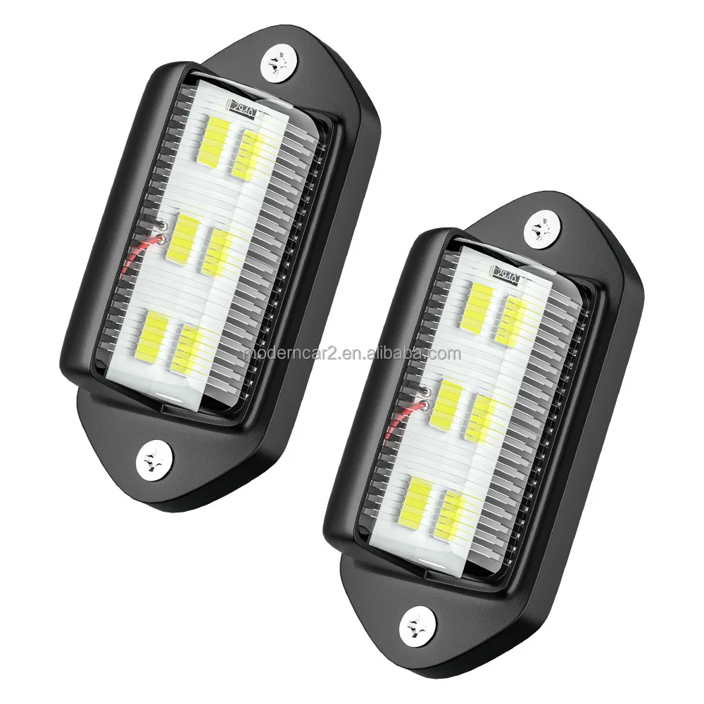 12-24V Car License Plate Lights 6LED Side Marker 6500K White Warning Signal for SUVs Trucks Trailers