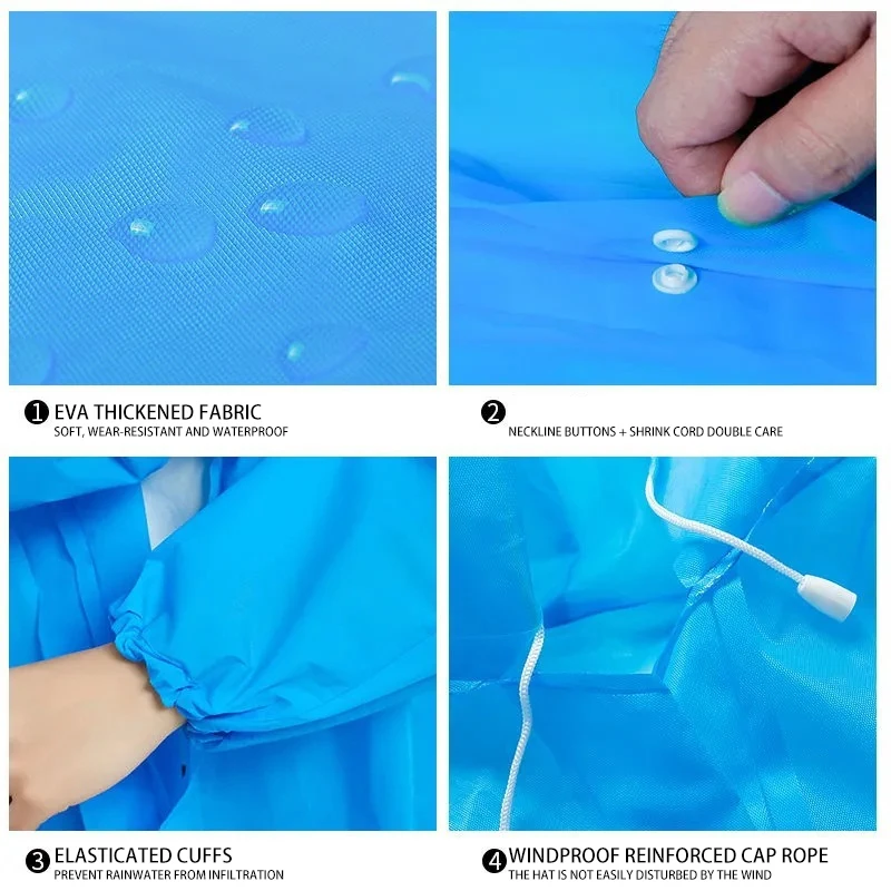 Disposable Waterproof Clear Plastic Pocket CPE Jacket Adult Raincoat for Rain