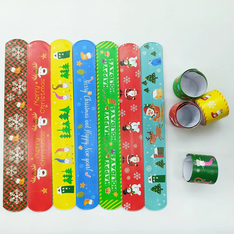 Santa Claus Snowman Xmas Slap Bracelet Pat-pat Circle Children Party Toy new